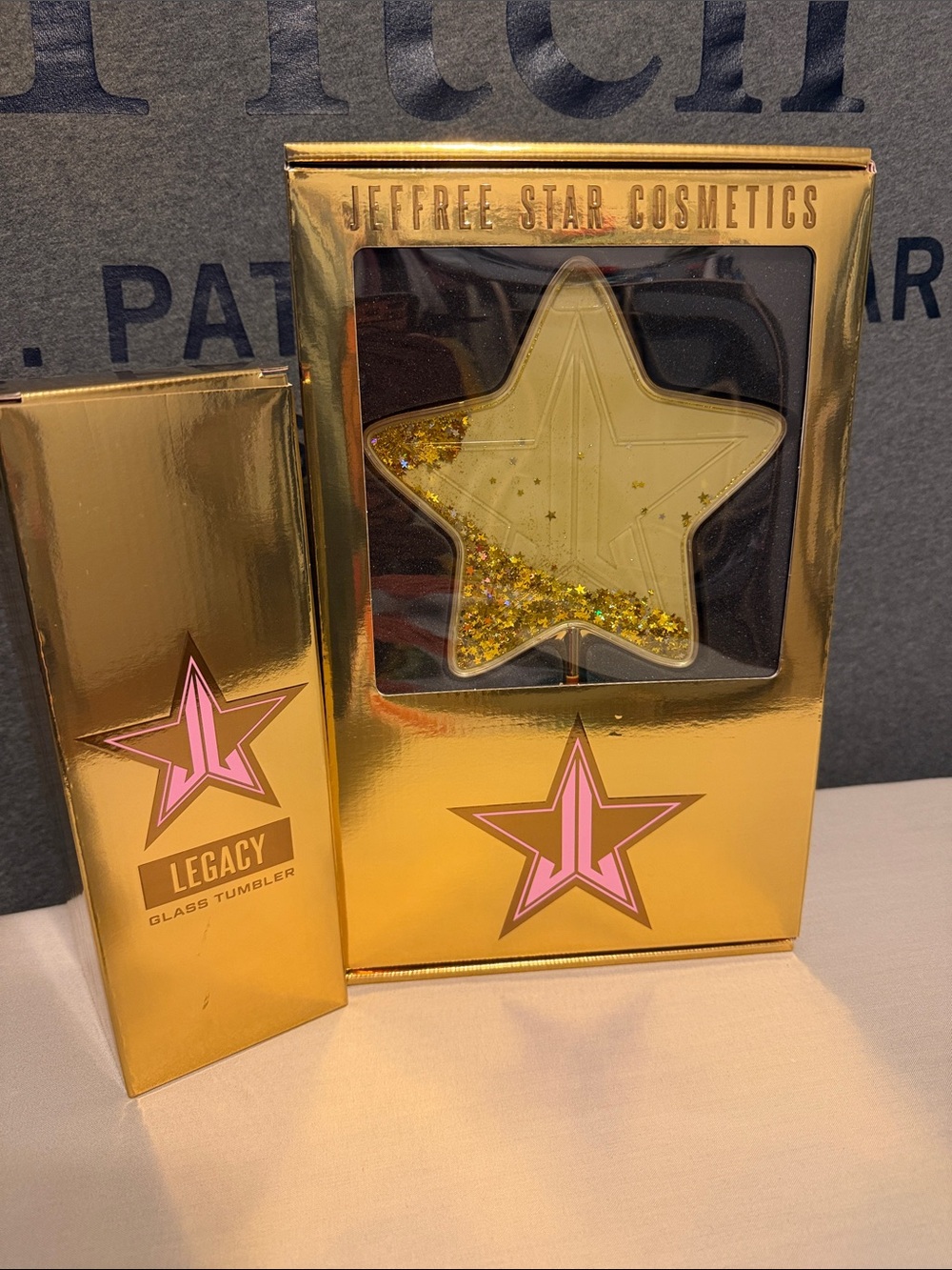 Jeffree Star Gold Mirror and Glass Tumbler  Set